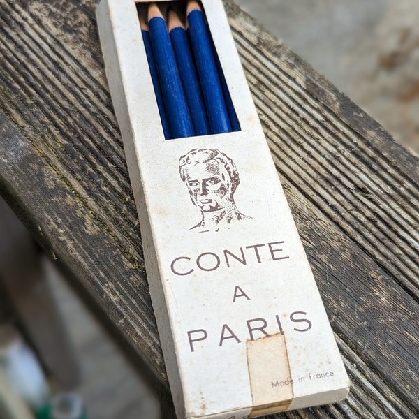 9 Conte a Paris Blue Sketch Pencils Vintage Old Stock