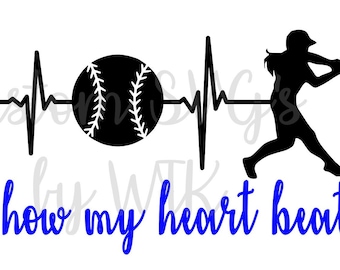 Questo è il modo in cui il mio cuore batte file SVG/softball file SVG/Ragazze Softball Heartbeat/Heart Batte file SVG/Taglia file