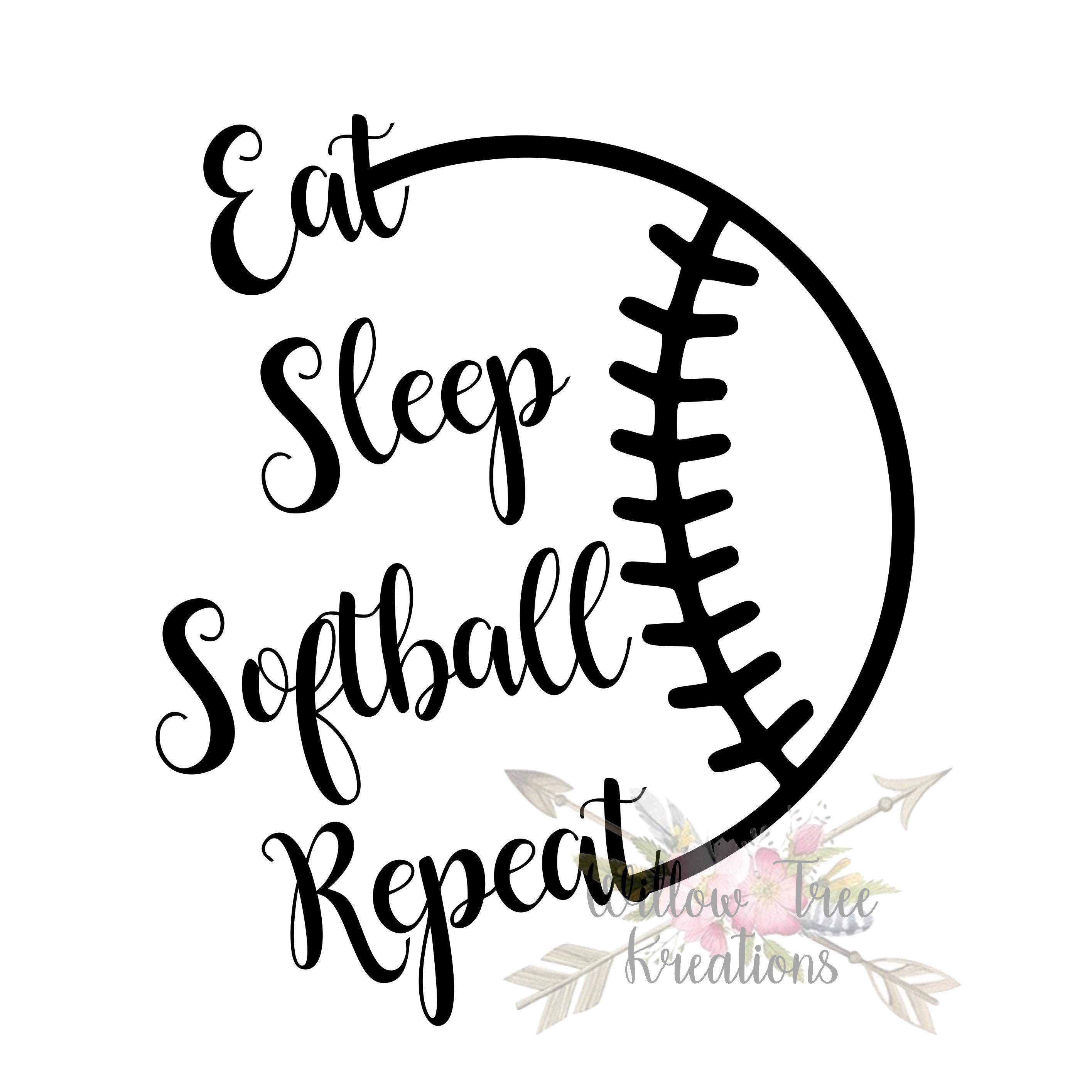 Eat Sleep Softball Repeat SVG File/softball/svg/vinyl Etsy