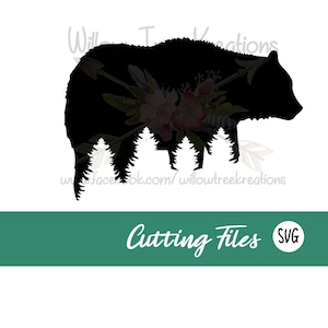 Silhouette Bear with Trees SVG/cut file/Cricut/silhouette