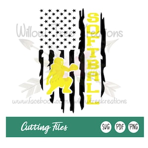 Softball Tattered Flag Catcher SVG/svg/silhouette/cricut/png/digital/instant download