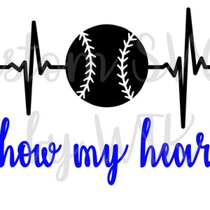 Dit is hoe mijn hart klopt met bal svg file cut bestand / cut file / svg bestand / softbal cut bestand / softbal svg bestand
