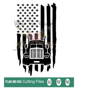 Big Rig with Flag/SVG/PNG,