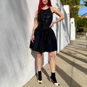 Vintage 90s Black Bubble Dress, Jessica McClintock Gunne Sax Black Retro Party Dress, Formal Evening Prom Dress, Cocktail Dress, Size XS