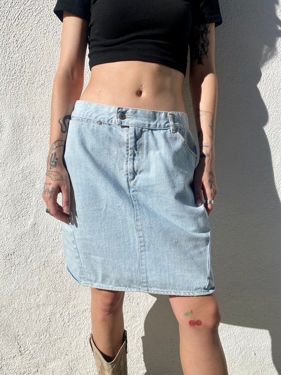 Vintage LEVI'S Denim Skirt, Red Tab Denim Mini Ski