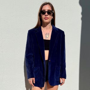 Vintage Corduroy Blazer in Blue, Shrunken Vintage Blazer, Preppy Suit Jacket, Corduroy Sports Coat, Hunters Pointe Blazer, Made in Japan, S