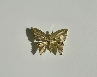 Broche de mariposa vintage de GERRY'S / Pin de diamantes de imitación dorados