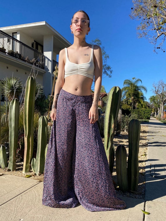 Vintage Wide Leg Floral Print Pants 