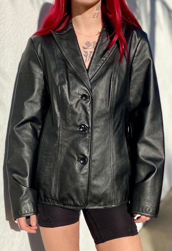 90s Leather Jacket| Vintage Minimalist Brown leather Design| Timeless Chic Leather coat