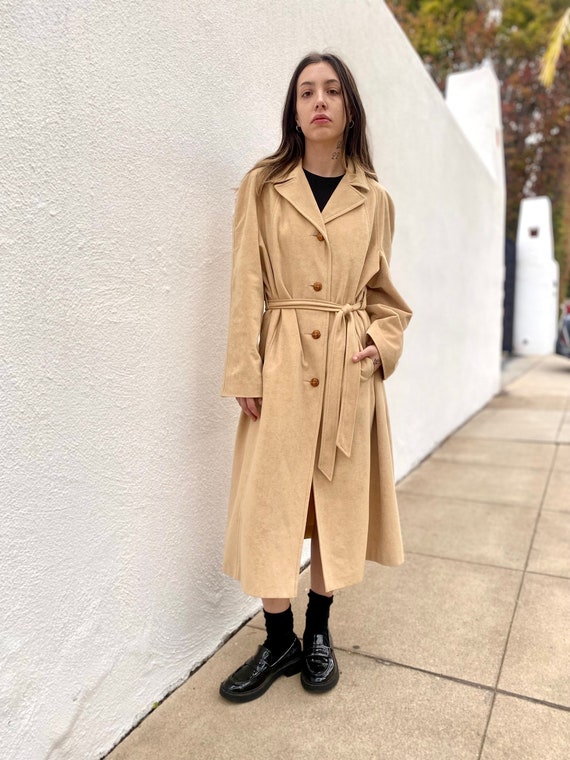 Vintage Oversized Tan Trench Coat, Union Made Long