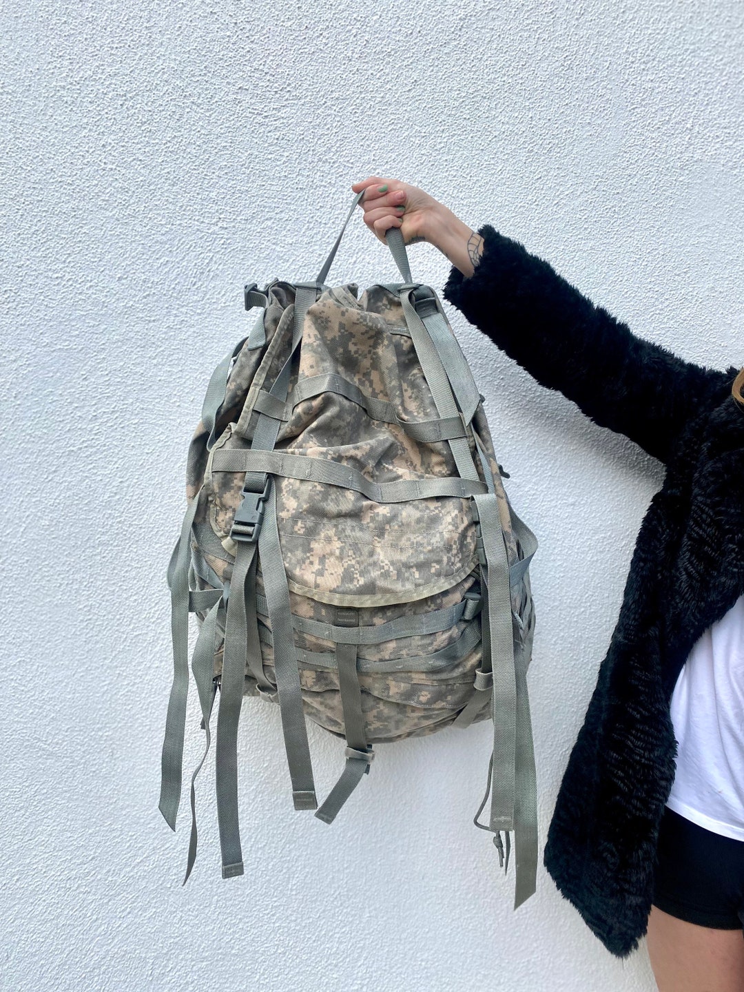 Vintage Army Rucksack, Vintage Army Backpack, ACU Digital Bag, US