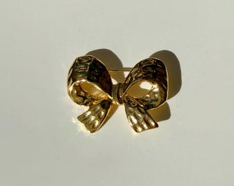 Broche de lazo dorado vintage / Pin llamativo / Lazo coleccionable