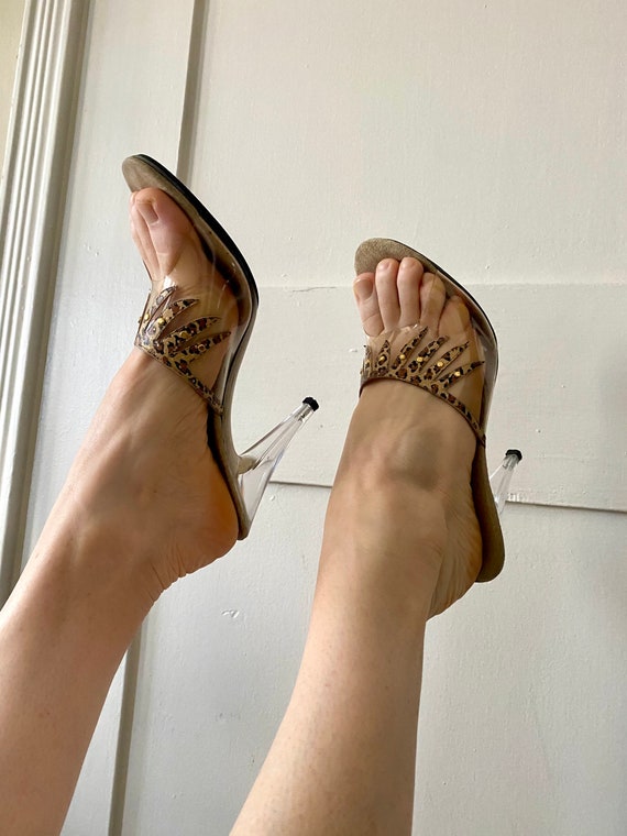 clear leopard print heels