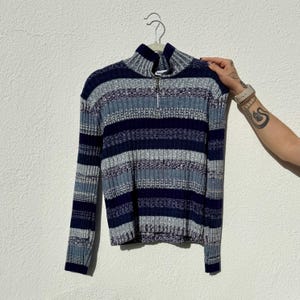 Vintage 90s Striped Sweater, Stretchy Y2K Shrunken Long Sleeve Top, Pullover Knit Sweater, Womens Y2K Top, Vintage Top, Size XS