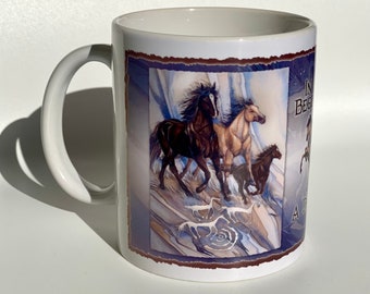 Vintage Mug with HORSES, Vintage Coffee Mug, Horse Lover Gift, Gift Mug, Vintage Drinkware, Vintage Home Decor, Mojo Dojo Casa House