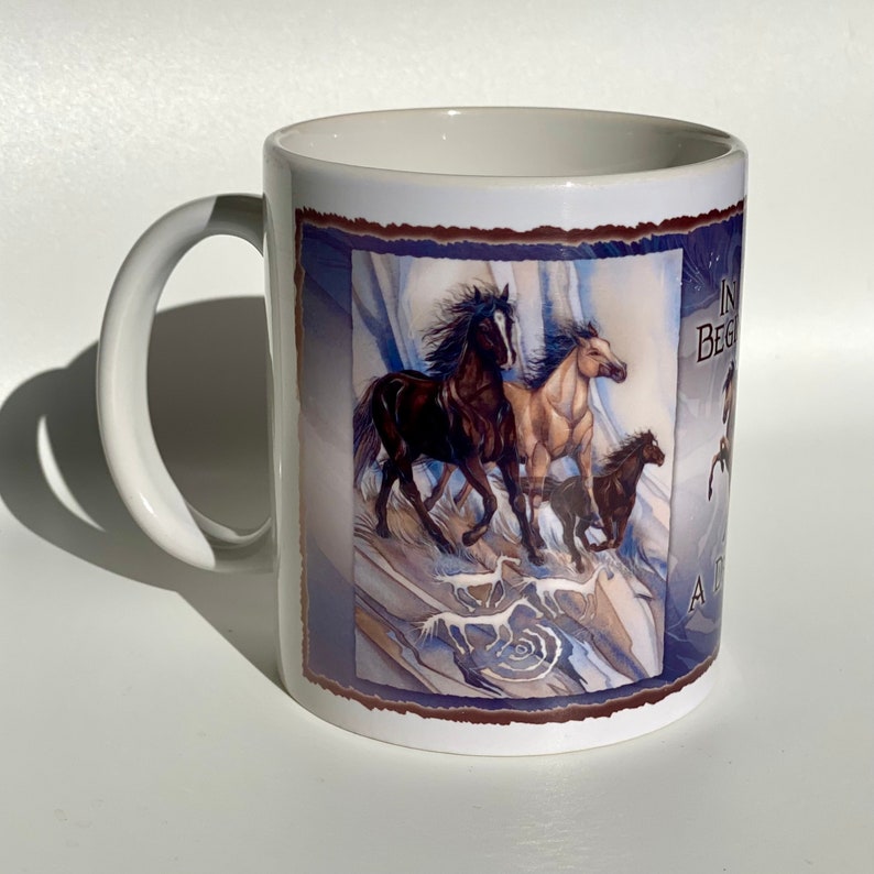 Vintage Mug with HORSES, Vintage Coffee Mug, Horse Lover Gift, Gift Mug, Vintage Drinkware, Vintage Home Decor, Mojo Dojo Casa House image 1