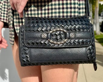 Brighton Woven Leather Crossbody | Small Black Bag