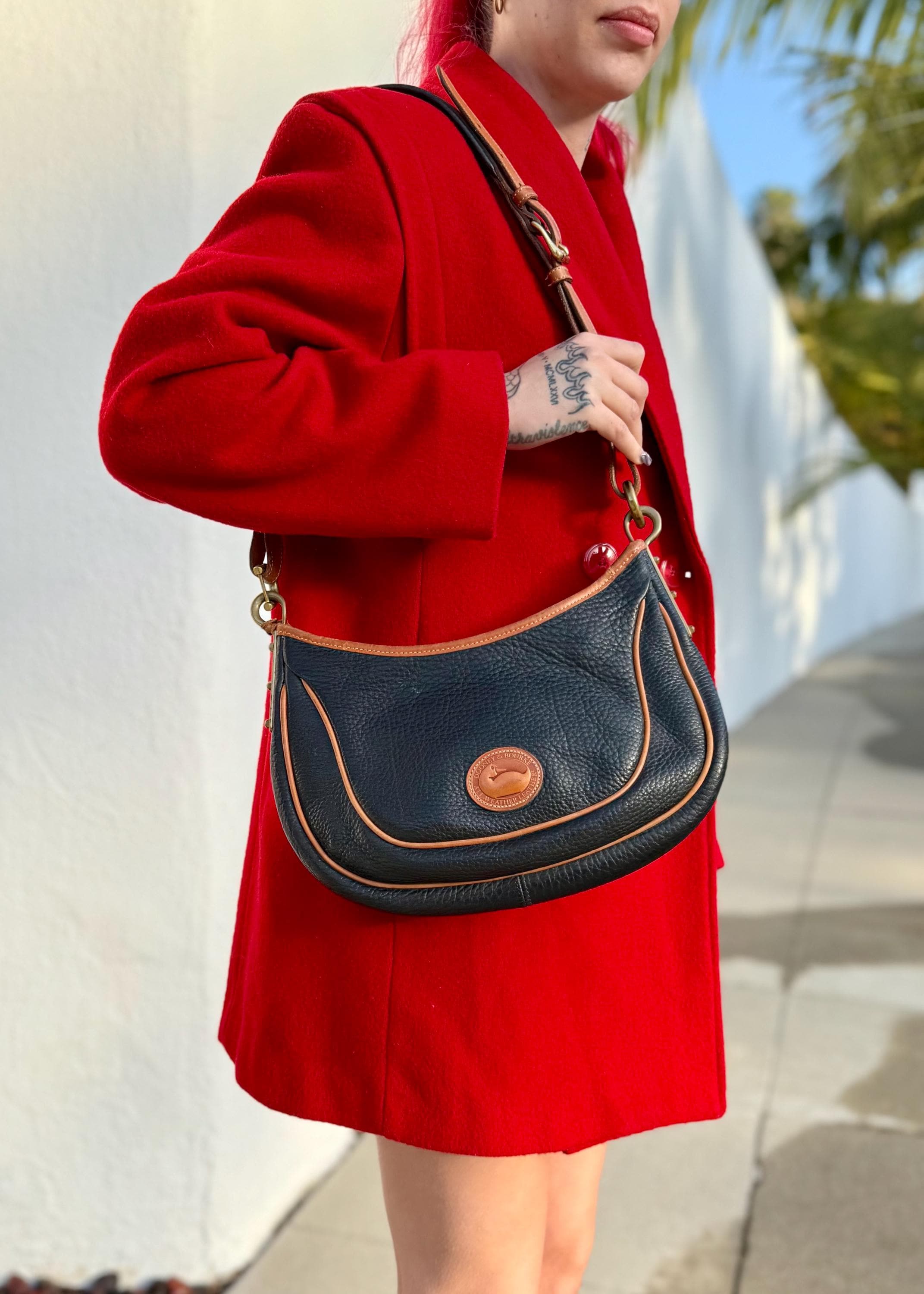 Vintage Dooney & Bourke Purse, Black/tan Leather Handbag