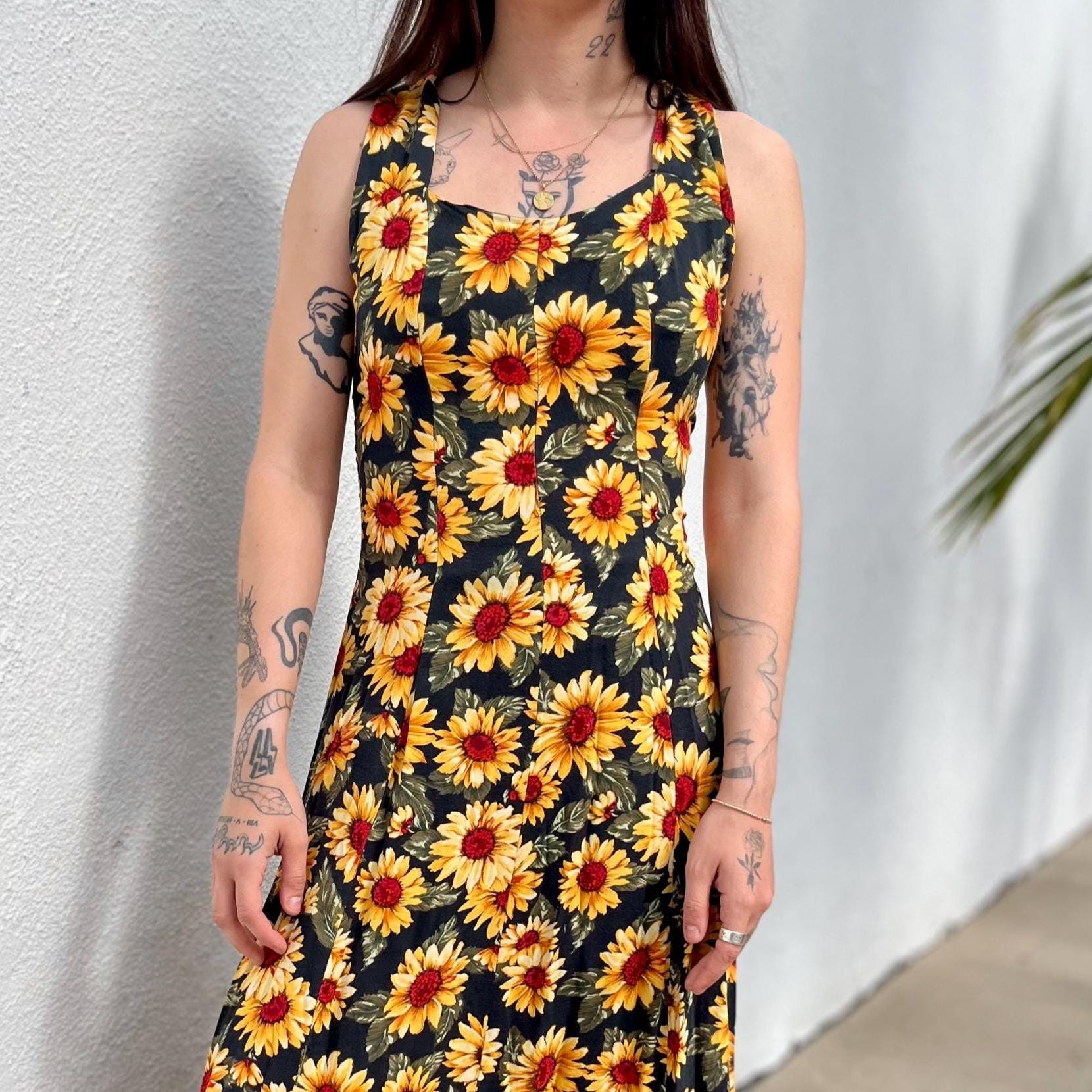 Midi Sunflower Dress - Etsy