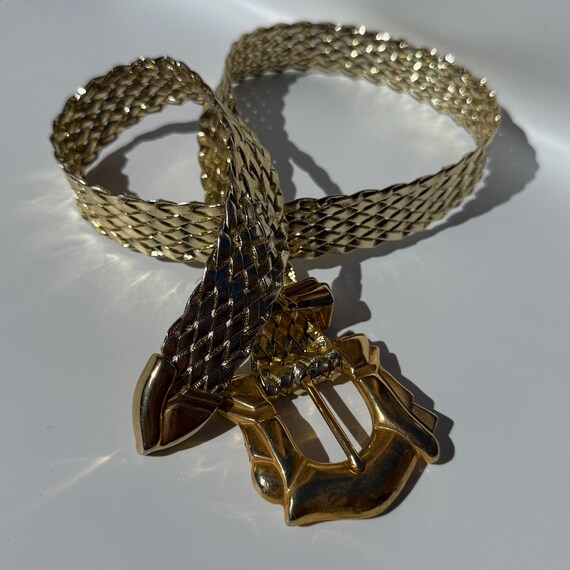 Vintage 80s 90s Gold Metallic Braided Belt – Woven Statement 