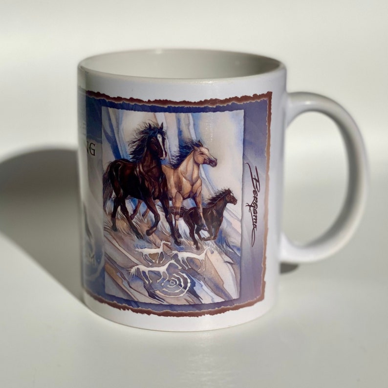 Vintage Mug with HORSES, Vintage Coffee Mug, Horse Lover Gift, Gift Mug, Vintage Drinkware, Vintage Home Decor, Mojo Dojo Casa House image 3