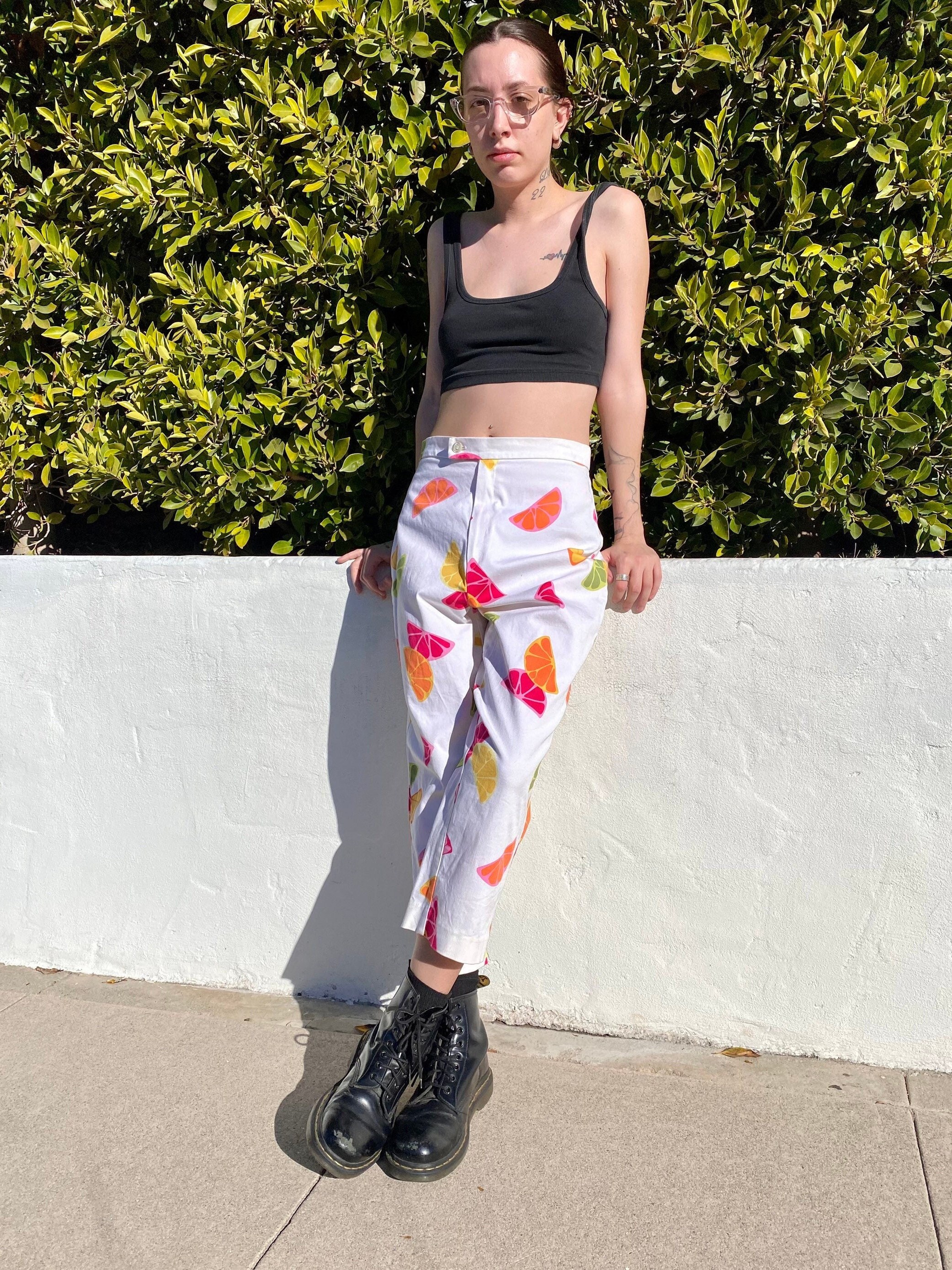 Vintage Y2K Fruit Print Capri Pants 