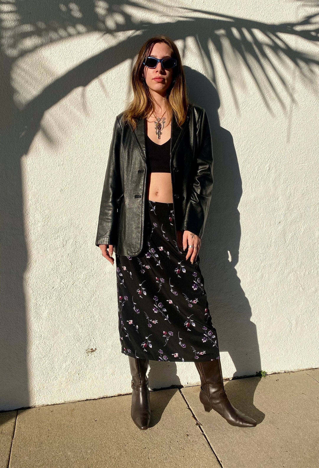 Vintage 90’s pink floral midi skirt