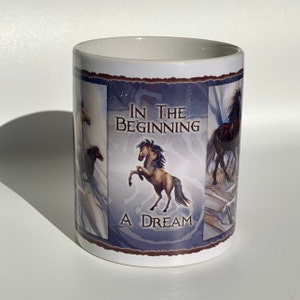Vintage Mug with HORSES, Vintage Coffee Mug, Horse Lover Gift, Gift Mug, Vintage Drinkware, Vintage Home Decor, Mojo Dojo Casa House image 2