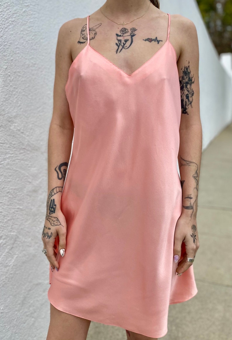 Vintage 90s/Y2K Pink Satin Slip, Slip Dress, Vintage Lingerie, Satin Slip, Satin Dress, Y2k Dress, 90s Slip, Minimalist Dress, Size Medium image 4