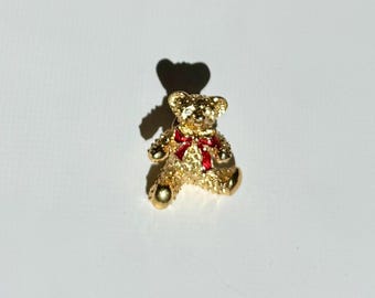 Broche de osito de peluche dorado vintage / Broche dorado / Bonito regalo
