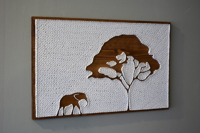 String Art Elephant Cute Elephant Decor Elephant Artwork Etsy