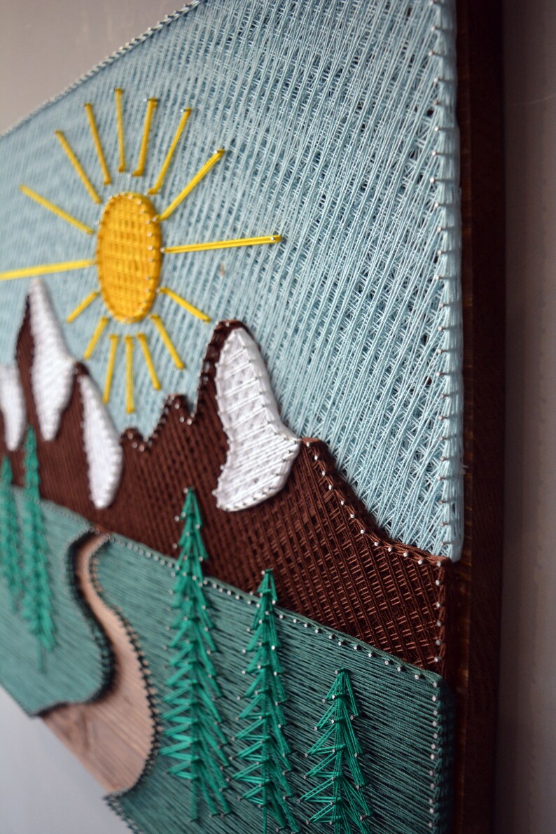 String Art Mountains Wood Mountain Wall Art Wood Art Mountains Etsy