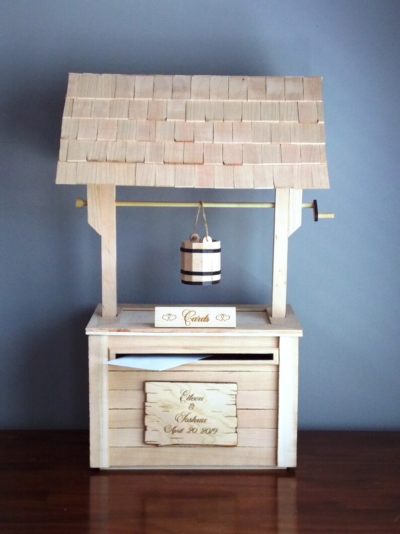 Large Personalized Wishing Well Card Box Stained or Painted Etsy