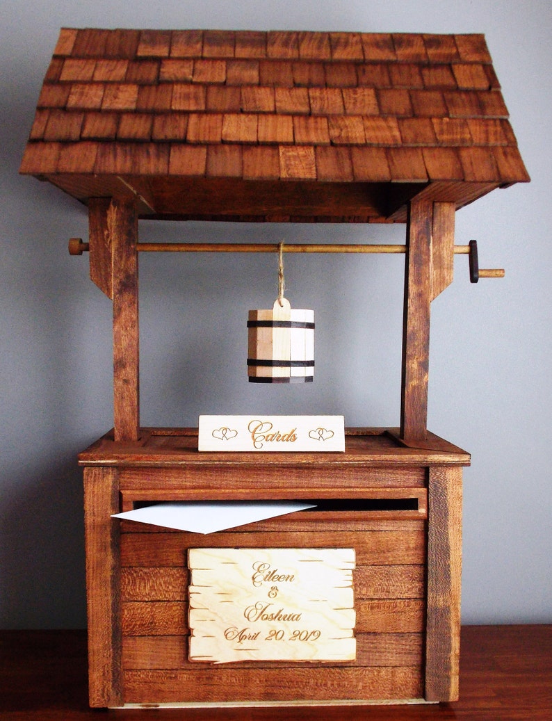 Large Personalized Wishing Well Card Box Stained or Painted Etsy