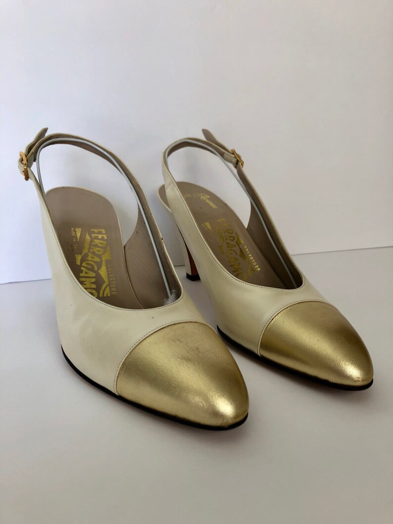 salvatore ferragamo gold shoes