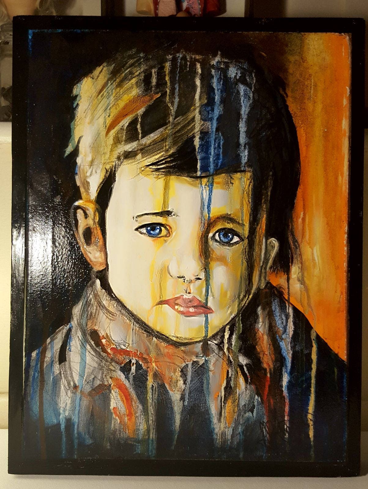 Hand Painted ' Crying Boy ' Painting. Acrylic on Etsy UK