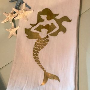 Mermaid under the Sea, Cotton, Tea Towel, Dish Towel linens