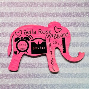 Elephant Baby Stats, photo prop, shadow box decor