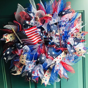 4 juillet patriotique, guirlande étoilée, guirlande de porte d&#39;entrée fête de l&#39;indépendance américaine