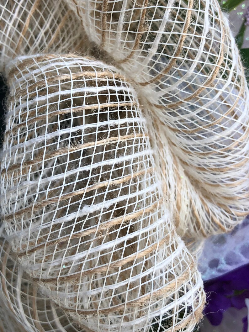 Everyday Spring Burlap Mesh Wreath Purple Flowers