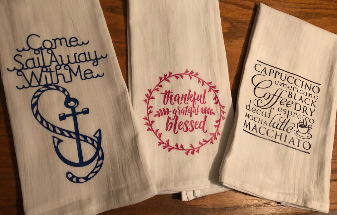 Extra Large Dish Towels, Flour Sack Towels, Printed,nautical, Blessed