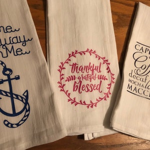 Extra Large Dish Towels, Flour Sack Towels, Printed,Nautical, Blessed, Coffee Shop, Hostess Gift, Wedding Gift