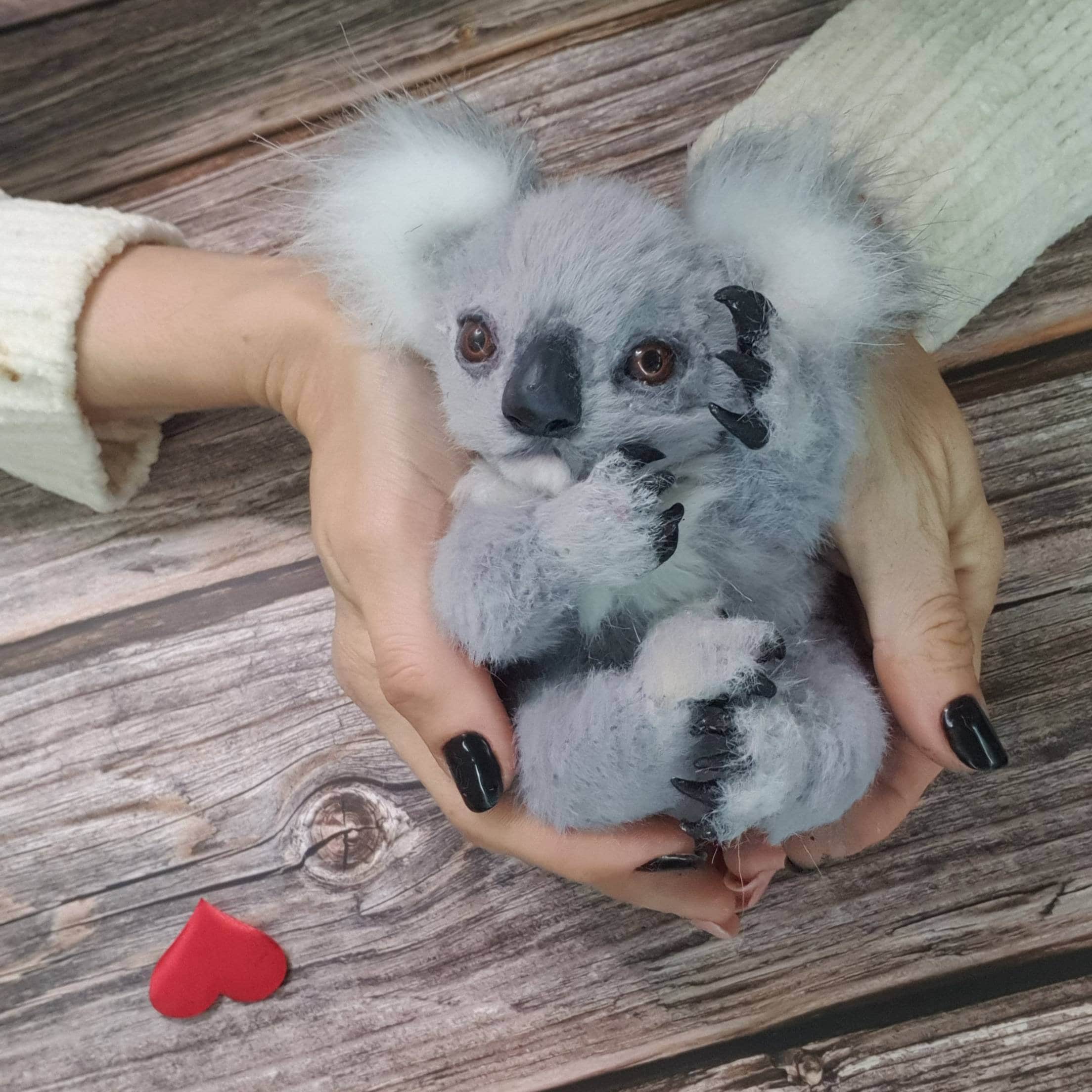Tiny koala ooak handmade gift furry animal kawaii plush poseable doll Toys Toys & Games Stuffed
