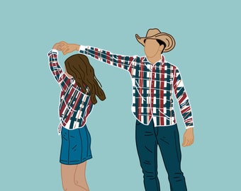 Two People Custom Portrait from Photo | Digital Download