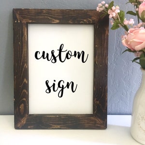 Leather Large Frame Sign Custom Wood Frame Sign | Etsy