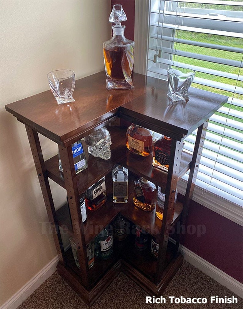 Corner Liquor Bottle Rack solid Maple wood available in Etsy