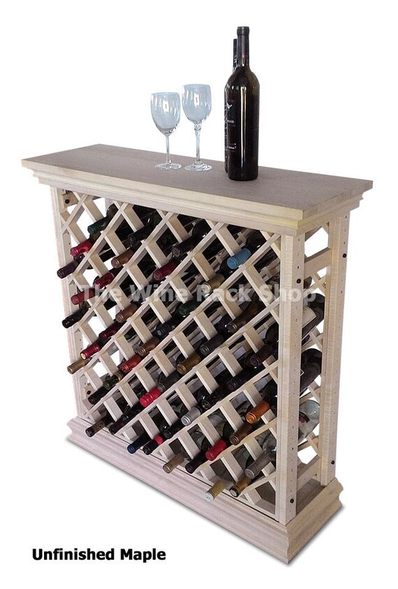 Lattice Wine Rack With Top And Baseboard Storage For 48 Etsy