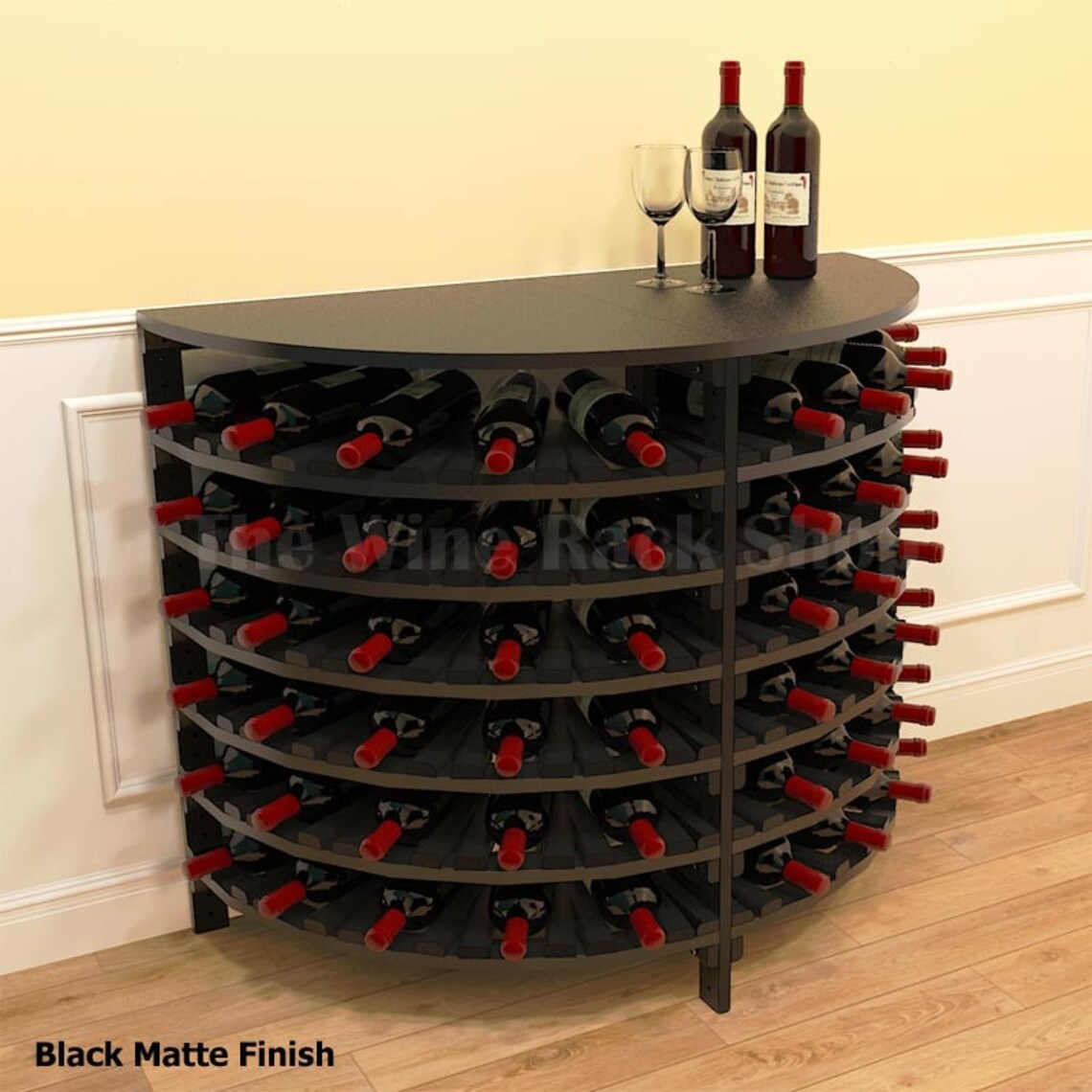 Half Round Wine Rack Unique curved wine side table with true Etsy