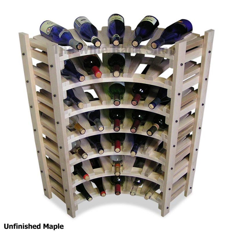 35 Bottle Corner Wine Rack Curved True Radius Shelves Solid - Maple Wood Corner Shelf 35 Bottle Corner Wine Rack Curved True Radius Shelves Solid - Maple Wood Corner Shelf
