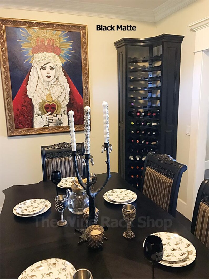 Cabinet Style Corner Wine Rack With Raised Panel Sides Image 0